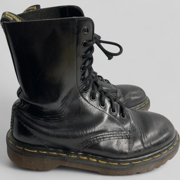 Dr. Martens Combat Boots Leather Black Made In England Women's Size 5 - Picture 7 of 9